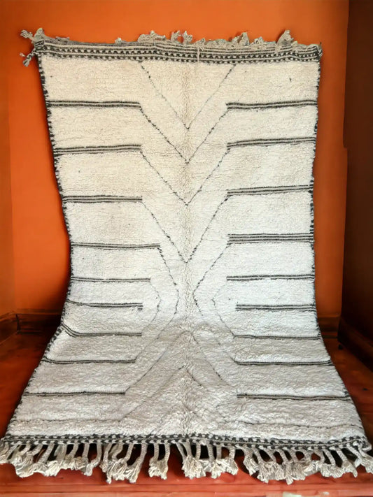 Tapis berbère Timeti Blanc et Noir - 250x150